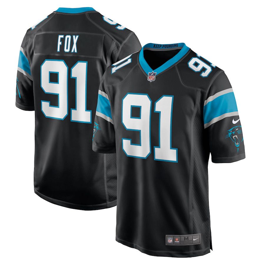 Cheap Men Carolina Panthers 91 Morgan Fox Nike Black Game NFL Jersey